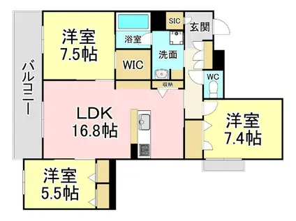 HERITAGE NAKAI MANOIR(3LDK/2階)の間取り写真