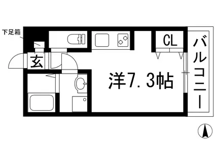 ＪＲ福知山線 川西池田駅 徒歩3分 3階建 築18年(ワンルーム/1階)の間取り写真