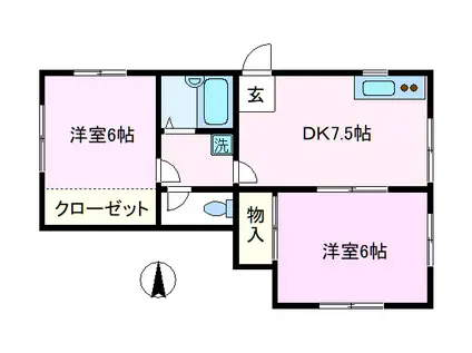 フジビレッヂII(2DK/2階)の間取り写真