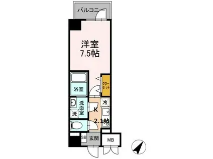 トレルーチェ横濱関内(1K/4階)の間取り写真