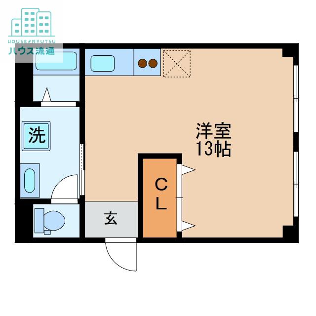 ライズ中園(ワンルーム/2階)の間取り写真