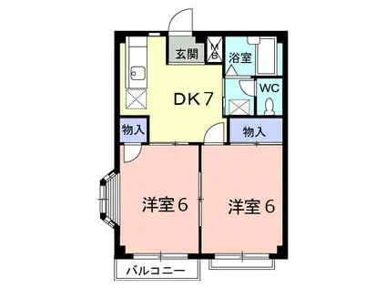 エルディムHAGAA(2DK/1階)の間取り写真