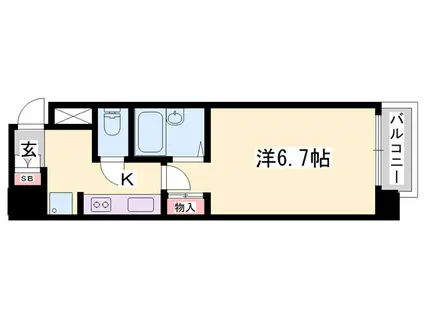 ジュネス姫路II(1K/4階)の間取り写真