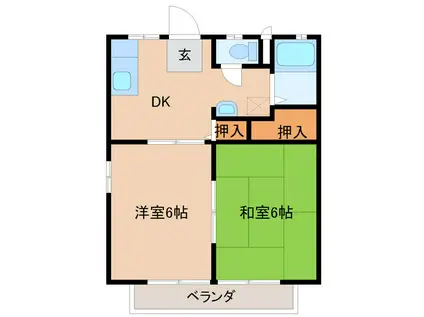 ハイツ村上II(2DK/2階)の間取り写真