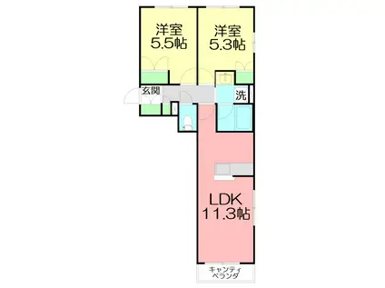 辻堂神台2丁目メゾン(1LDK/2階)の間取り写真