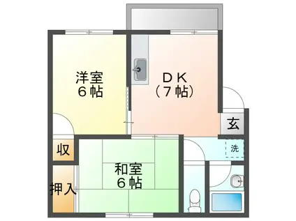 コーポ大谷(2DK/2階)の間取り写真