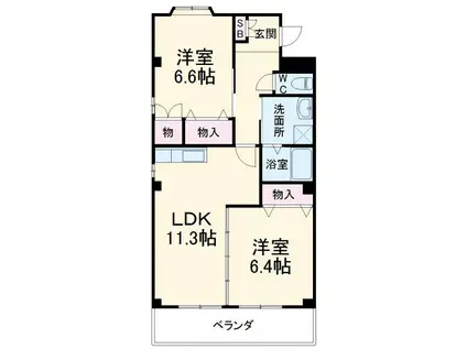 レザンヴェールII(2LDK/2階)の間取り写真