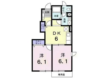 プルミエ・アムールII(2DK/1階)の間取り写真