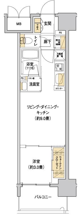 リビオメゾン新大阪(1LDK/13階)の間取り写真