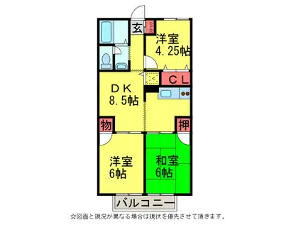 グレイスクレール(3DK/1階)の間取り写真