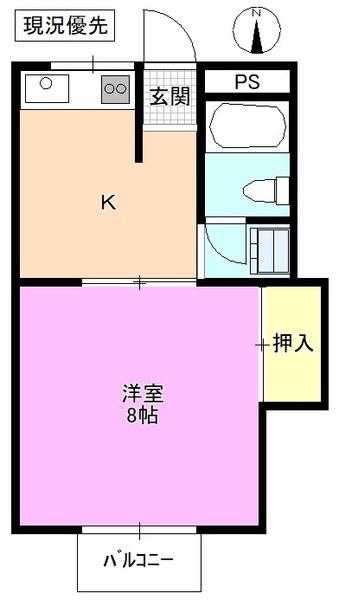 コーポ大木(1DK/3階)の間取り写真