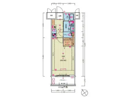 セオリー神戸ドミール(1K/4階)の間取り写真