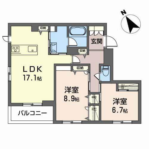 リベルテ石名坂(2LDK/3階)の間取り写真