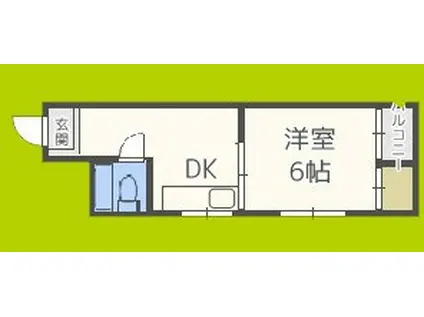 ナチュラル遠里小野(1DK/4階)の間取り写真