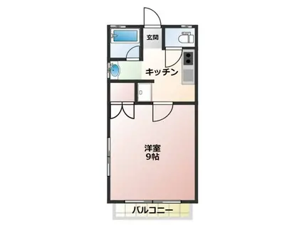 ヴィラヤマモト(1K/2階)の間取り写真