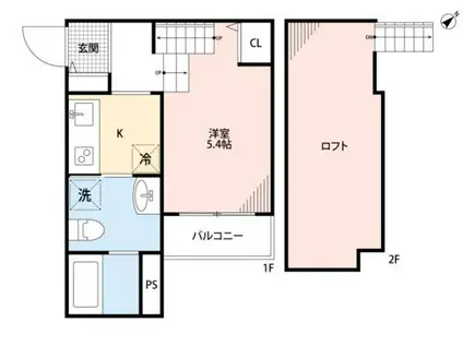 メゾンドバロン(1K/1階)の間取り写真