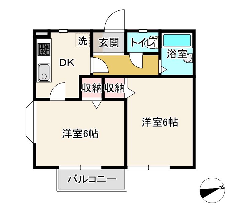 アーバンビラ境野(2DK/1階)の間取り写真