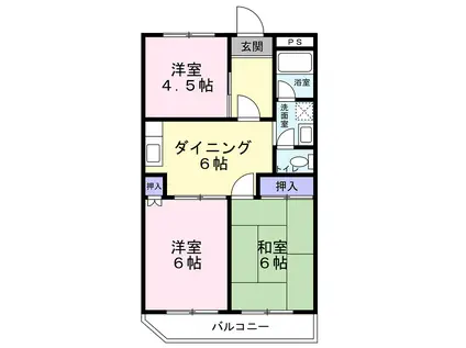 ハニーハイツ(3DK/2階)の間取り写真