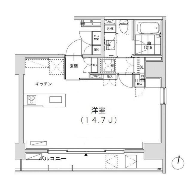 グランディオール広尾テラス(ワンルーム/13階)の間取り写真