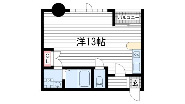 平野レジデンス(ワンルーム/2階)の間取り写真