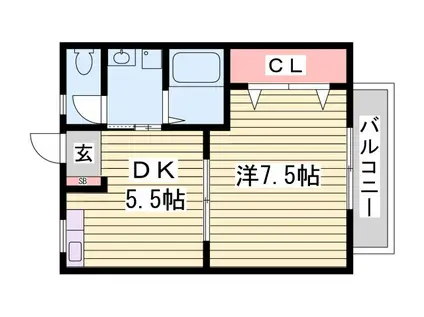 アメニティコーポ(1DK/1階)の間取り写真