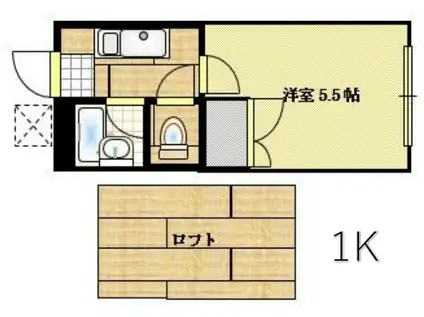 引野プラザ ドゥ オーロラ A棟(1K/1階)の間取り写真