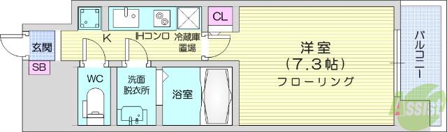 HF仙台本町レジデンス(1K/3階)の間取り写真