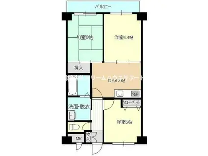 ボンノール新大津(3DK/2階)の間取り写真