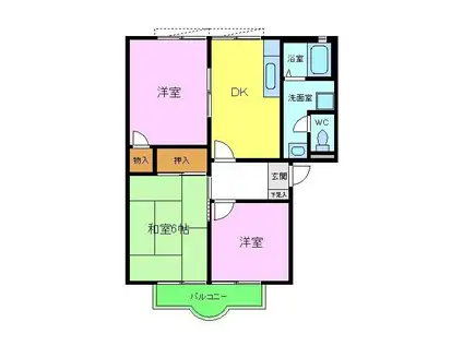 ルミエール大野芝(3DK/1階)の間取り写真