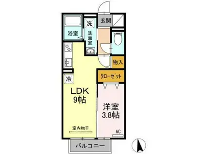 アクシスOGATA(1LDK/2階)の間取り写真