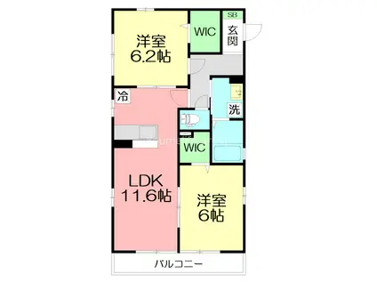 メゾンKAZU(2LDK/2階)の間取り写真