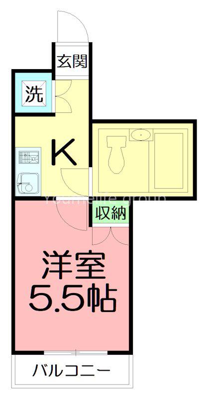 ワコーレエレガンス秦野(1K/1階)の間取り写真