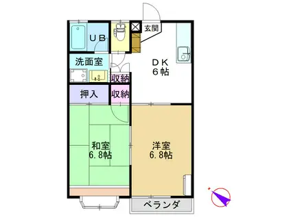 キャッスルハイツ桜町I(2DK/2階)の間取り写真