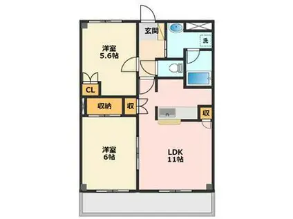 アメニティパークC(2LDK/3階)の間取り写真