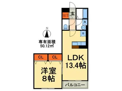 ウィステリア(1LDK/2階)の間取り写真