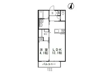 ハンドI(1LDK/2階)の間取り写真