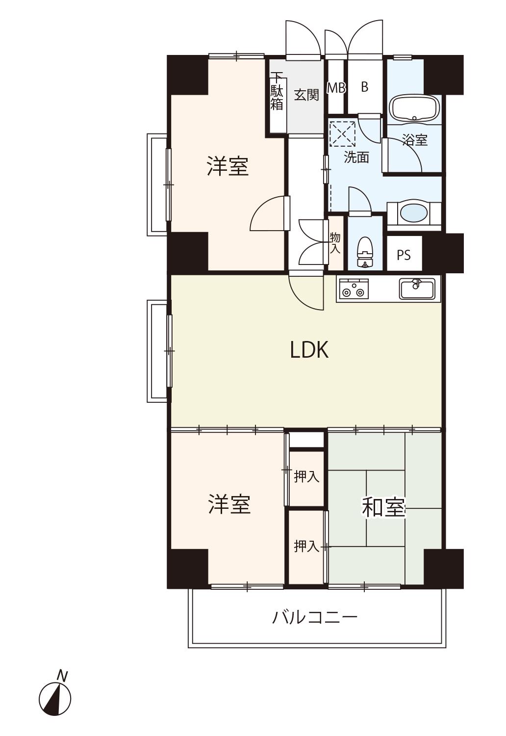 シーアイマンション福山(3LDK/3階)の間取り写真