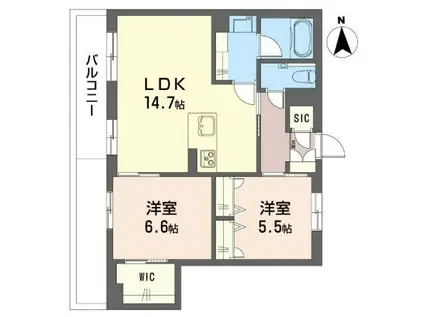ルーエ清瀬(2LDK/1階)の間取り写真