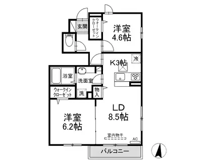 ユノス大泉学園(2LDK/1階)の間取り写真