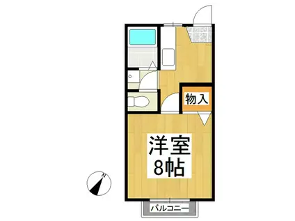 フレグランスウエストA・B(1K/2階)の間取り写真