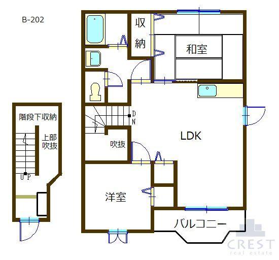 ゴッドフィールドB(2LDK/2階)の間取り写真