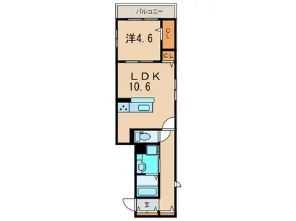 CHERRY MAISON夙川(1LDK/2階)の間取り写真