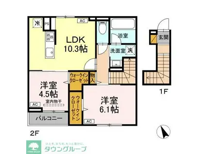 フォルトゥーナ北葉(2LDK/2階)の間取り写真