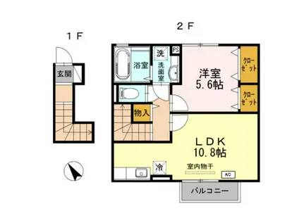 サニーヒルⅡ(1LDK/2階)の間取り写真