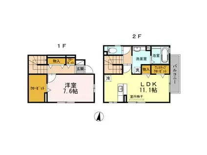 FINE STAGE ウエスト(1LDK/1階)の間取り写真