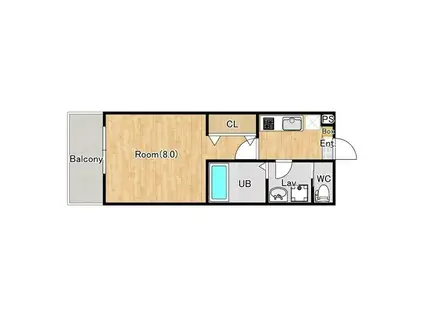 ジーメゾン桜西堀(1K/1階)の間取り写真