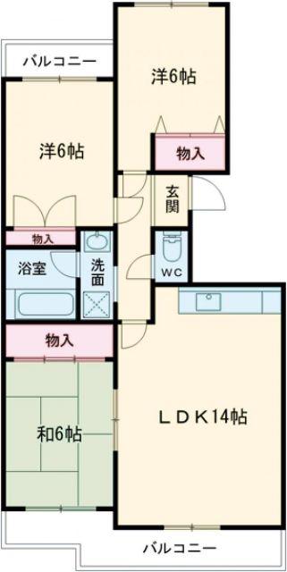 ヴィラ小鷹野(3LDK/3階)の間取り写真