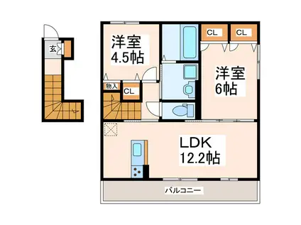 D-ROOM MONICA(2LDK/2階)の間取り写真