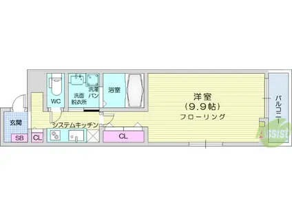 クラールⅡ(1K/2階)の間取り写真