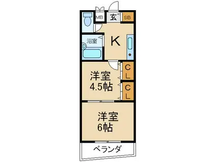 センチュリー香里園(2K/5階)の間取り写真